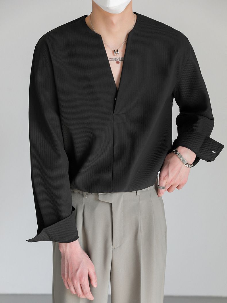 Pull ample pour homme à manches longues couleur unie automne
