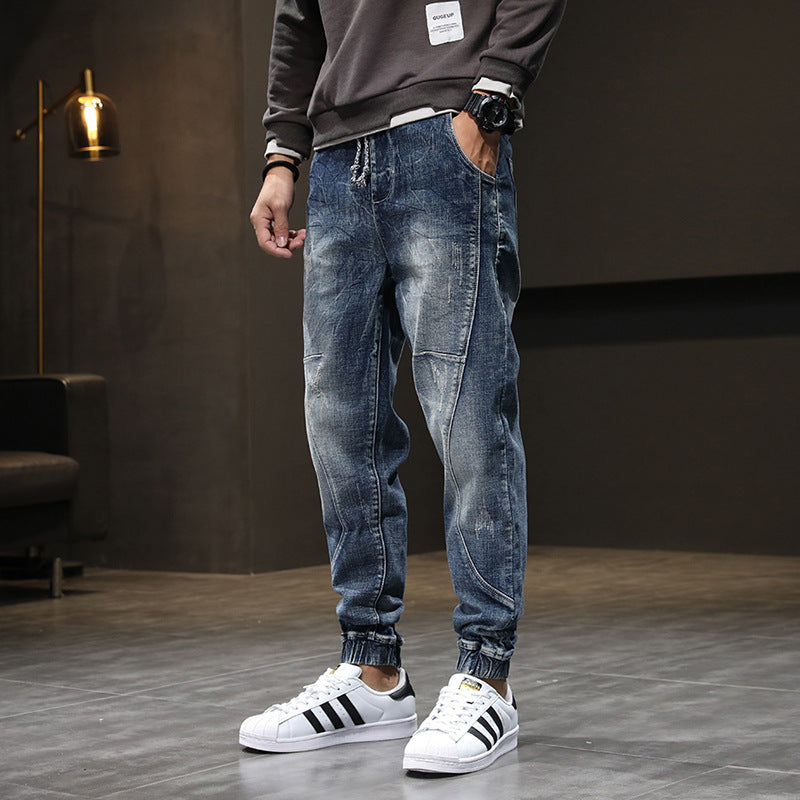 Jean slim décontracté extensible en velours grande taille pour homme
