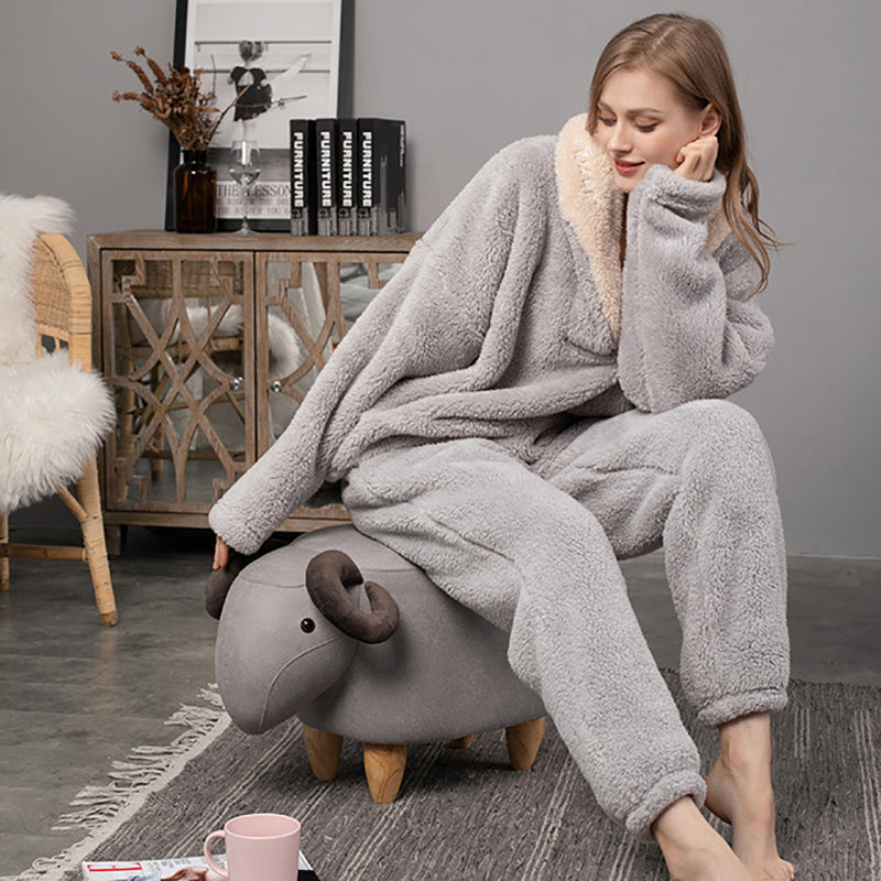 Ensemble de pyjama en flanelle polaire de corail épaissie pour couples