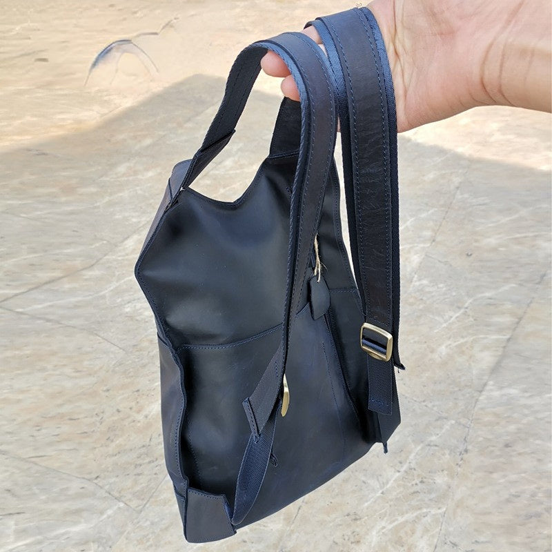 Sac à dos homme rétro en cuir Crazy Horse marron foncé 28x44x8cm pour étudiant