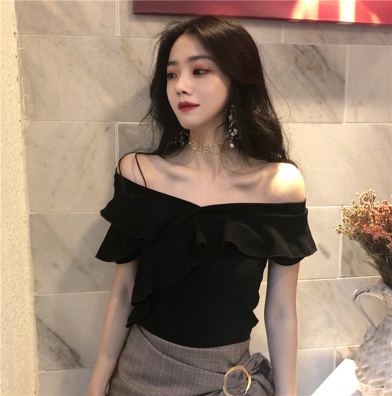 One-shoulder wild short sleeve