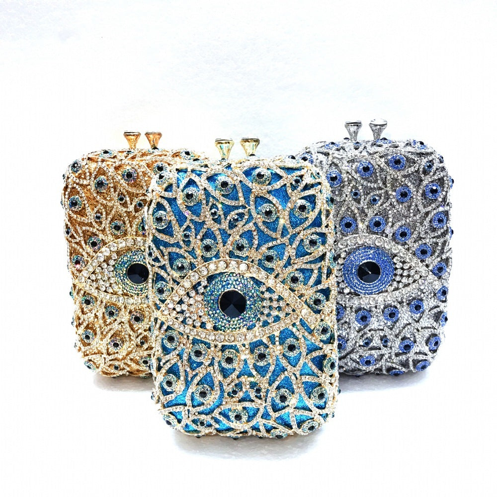 Metal Rhinestone Diamond-Studded Vertical Clutch Bag