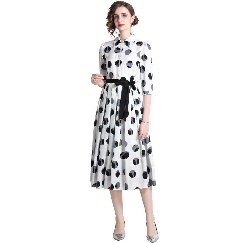 Women's Polka Dot Print Shirt Dress