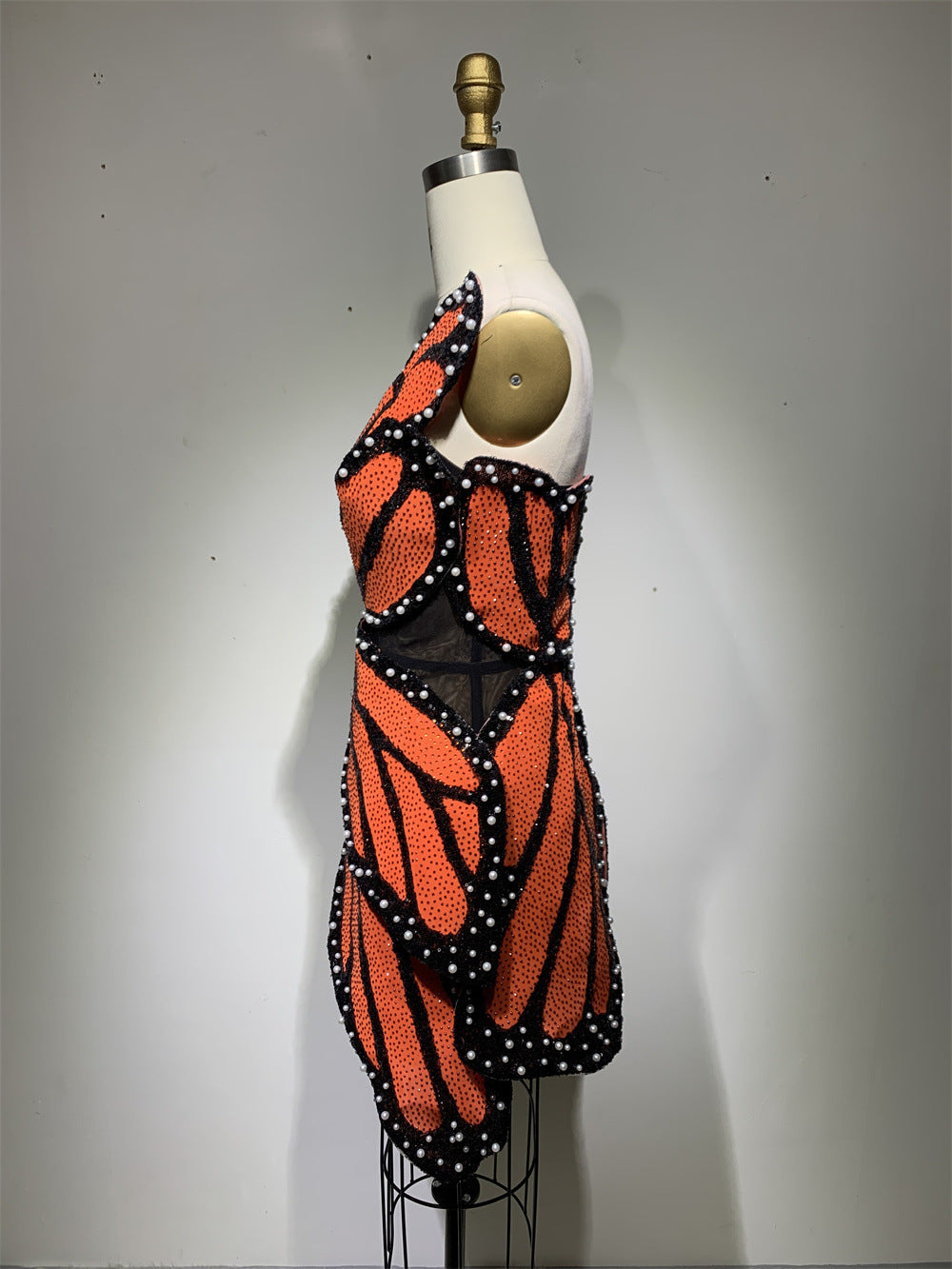 Robe Courte Asymétrique en Coton Orange pour Femme TP-TG