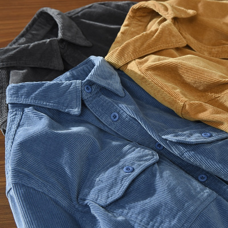 Loose Solid Color Work Shirt Coat for Men