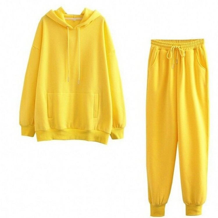 Two-Piece Casual Fleece Sweater and Straight Pants Set in Multiple Colors, Sizes S-XL