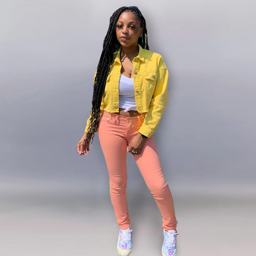 Women Streetwear Denim Jacket Outwear Bodycon Jeans Jackets