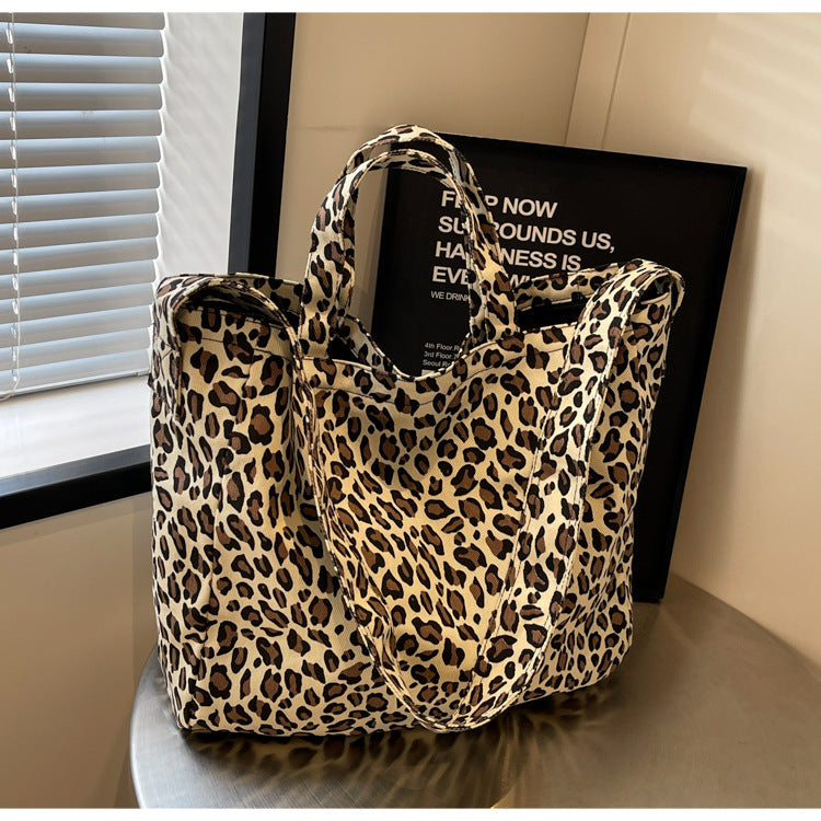 Leopard Print Canvas Commuter Crossbody Bag for Women