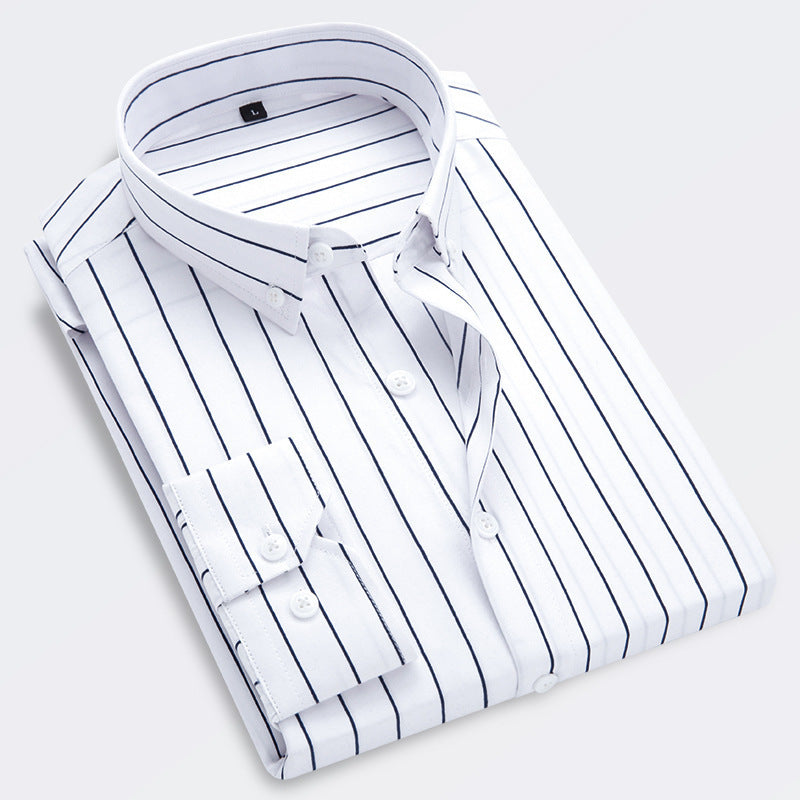 Men's Slim Long-Sleeve Casual Striped Shirt