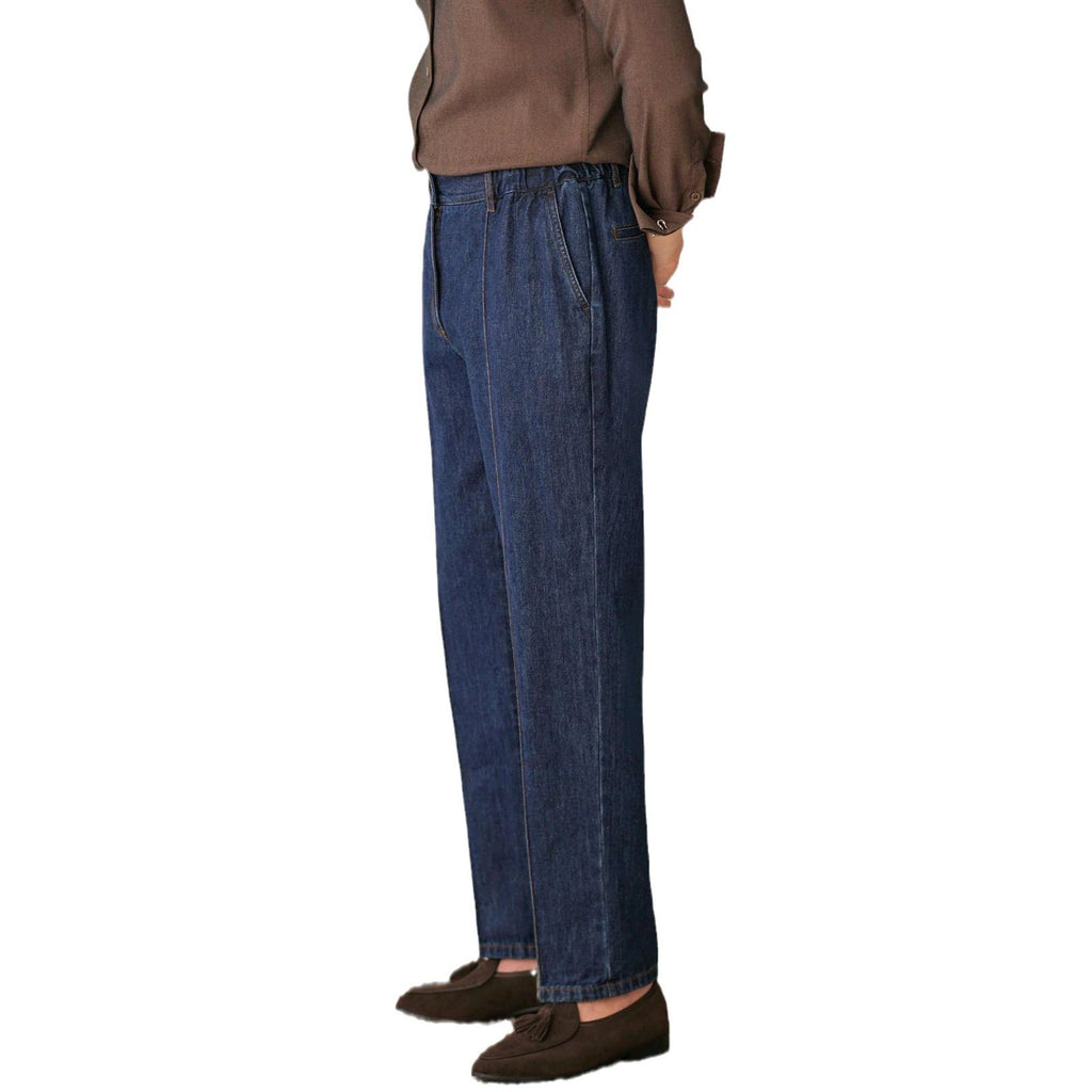 British Style Mid Waist Straight-Leg Cropped Pants