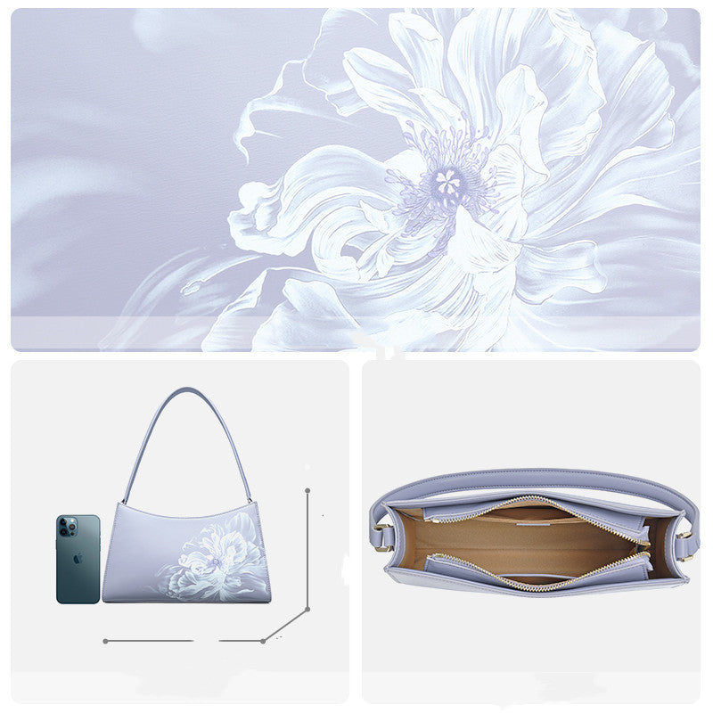 Sac à main en cuir violet clair pour enseignants, mères et aînés – Cadeau de la Fête de la Mi-Automne