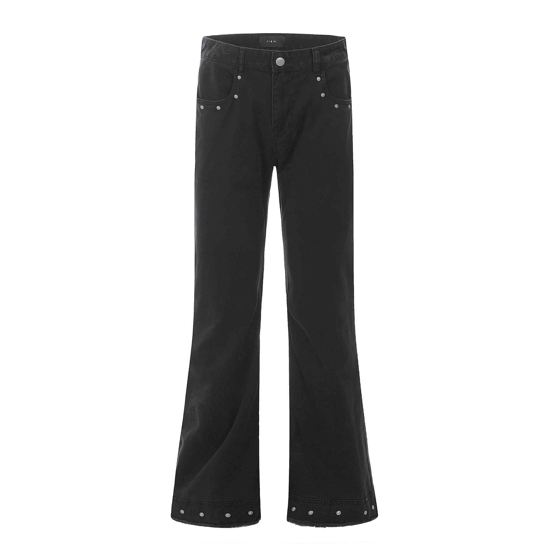 American Retro Black Straight-Leg Jeans for Men and Women