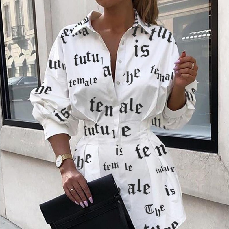 Chemise blanche en polyester à la taille