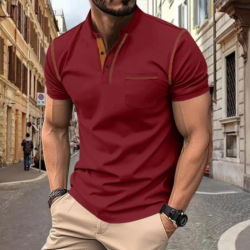 Men's Summer Slim Fit Quick-Dry Short-Sleeve Polo Shirt Navy White Black Khaki Army Green Wine Red