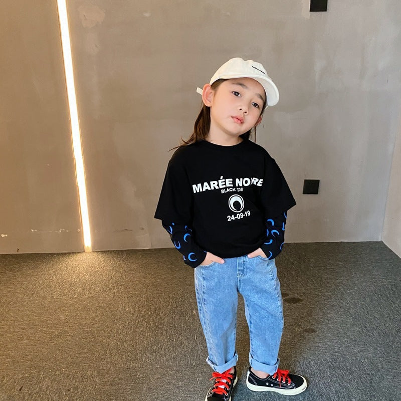 Western Style Kids Plain Jeans Trousers