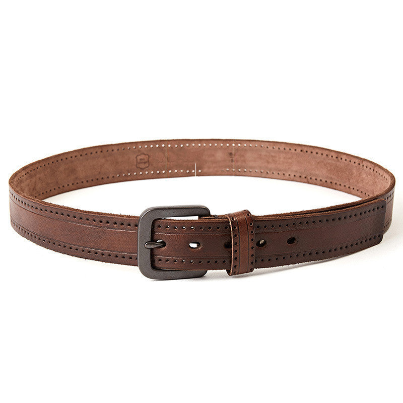 Men's First Layer Cowhide Leather Belt with Alloy Pin Buckle