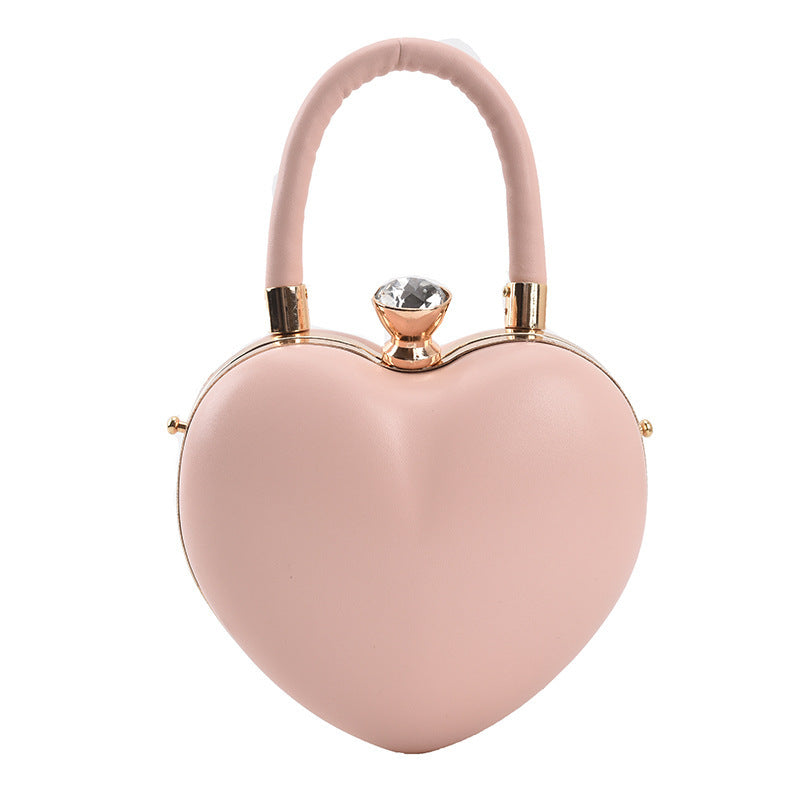 Sac à bandoulière en forme de cœur de style occidental, petit, avec chaîne, couleurs bonbon
