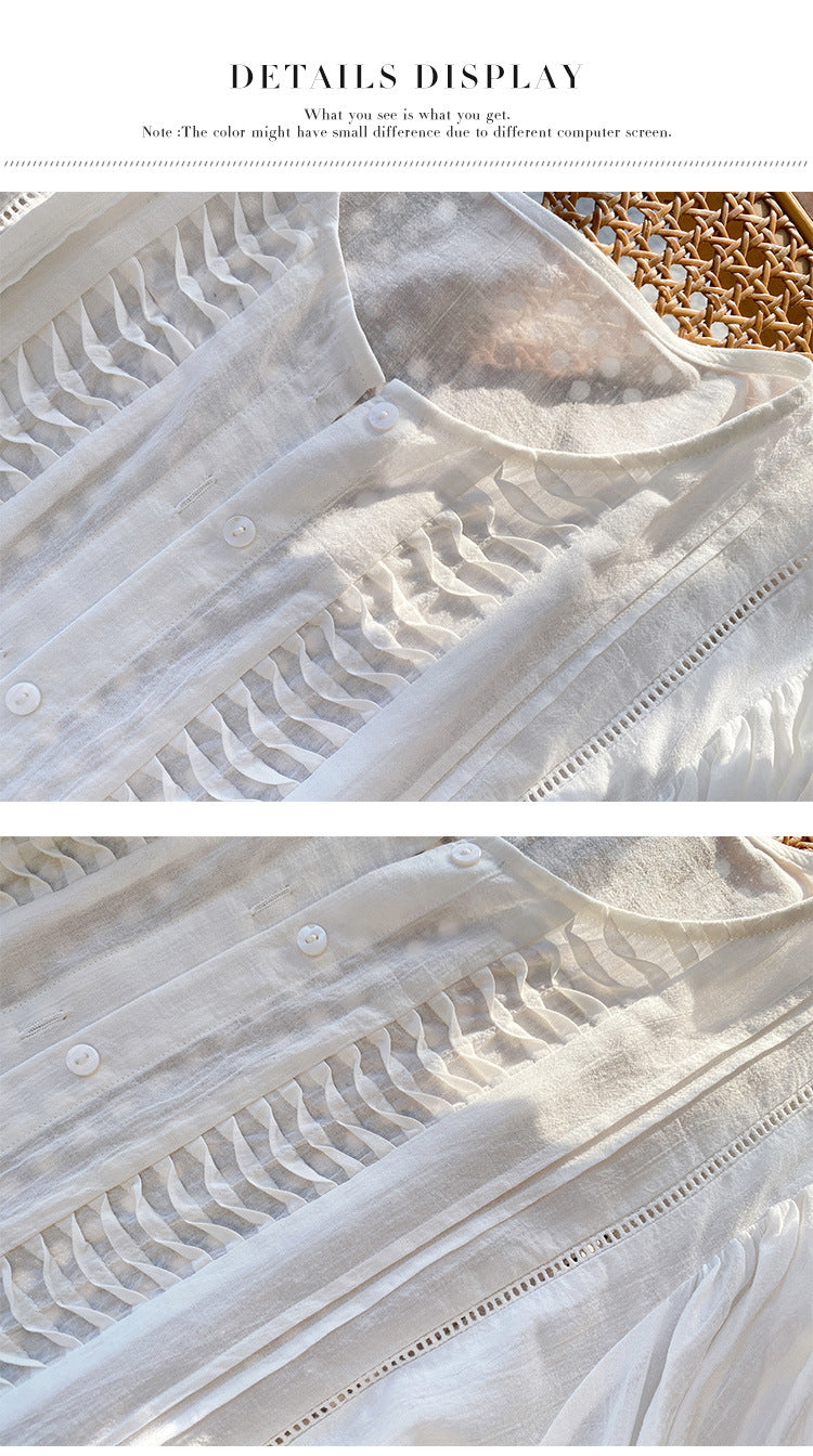 French Style Design White Shirt Vacation Style