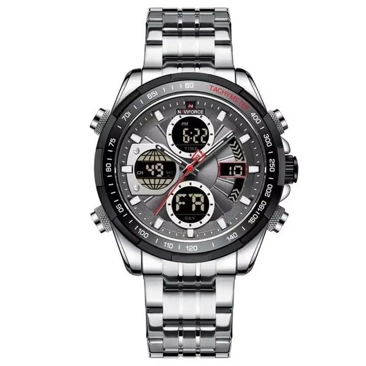 Montre multifonction pour homme avec bracelet en acier inoxydable