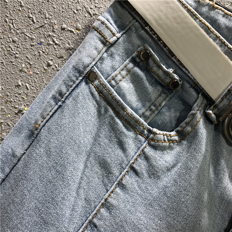 Split Pencil Jeans Polyester Fiber