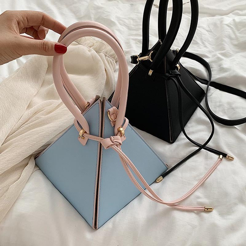 Fashion Mini Triangle Drawstring Shoulder Bag Diagonal Strap