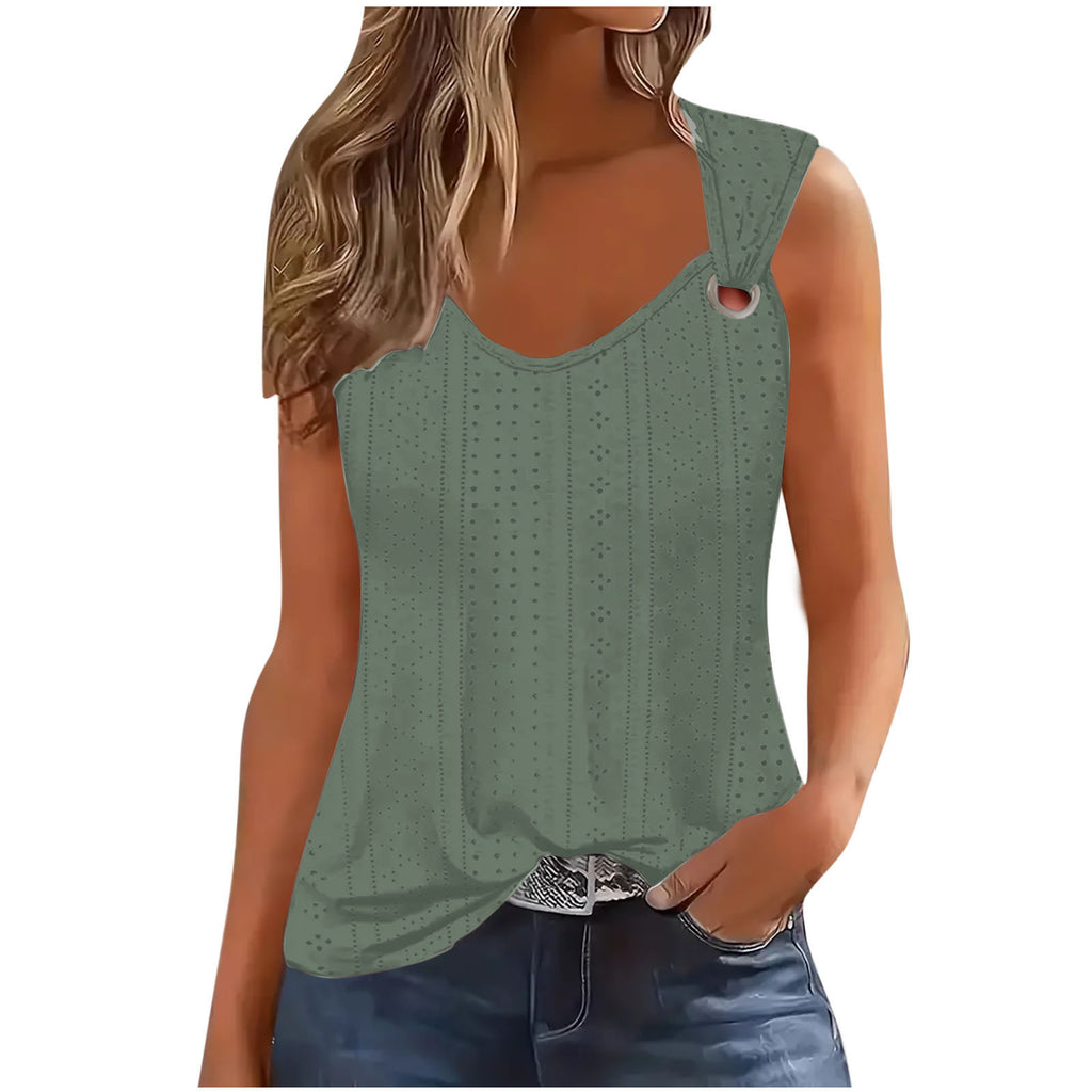 T-Shirt Gilet Femme Col V Sans Manches Couleur Unie