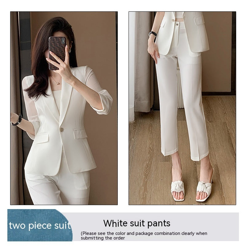 Simple and Capable 3/4 Sleeve Suit with Pants in Lake Blue, Pink, White - Sizes S-4XL