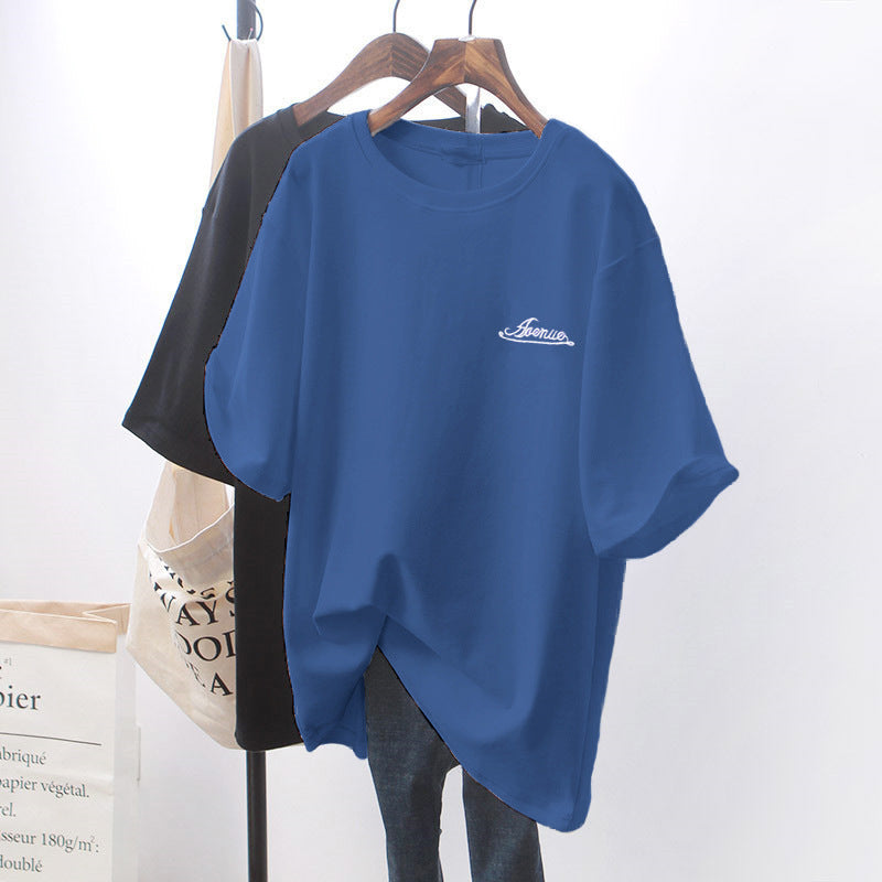 Design Sense Chic White Loose Short-Sleeve T-Shirt for Women