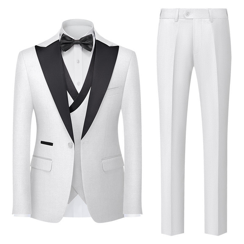 Men's Slim-Fit Three-Piece Cotton Blend Suit