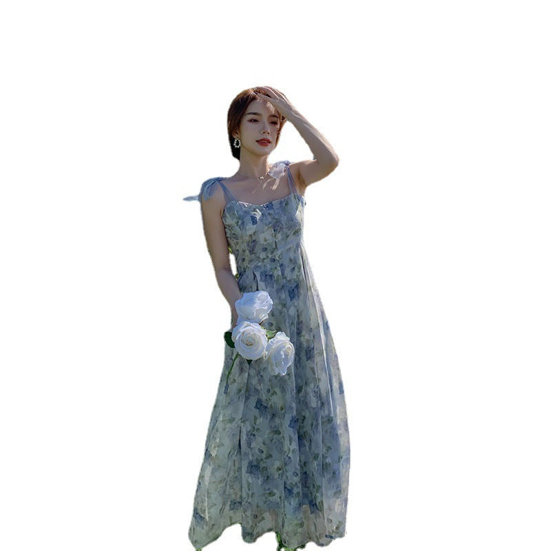 Women's Graceful Waist-Trimming Spaghetti Strap Dress