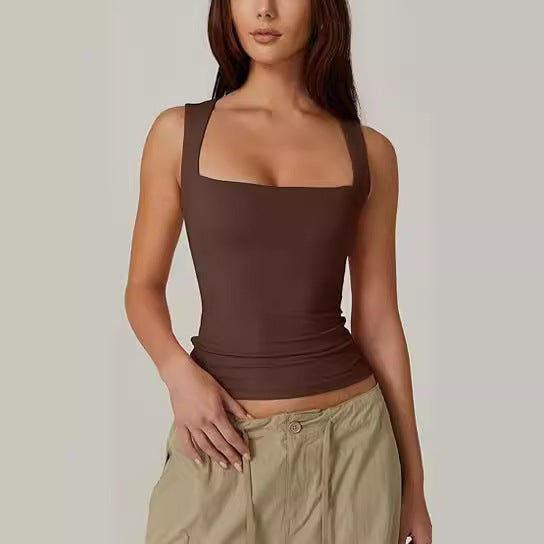 Summer Square-Neck Slim Fit Sleeveless Tank Top for Women