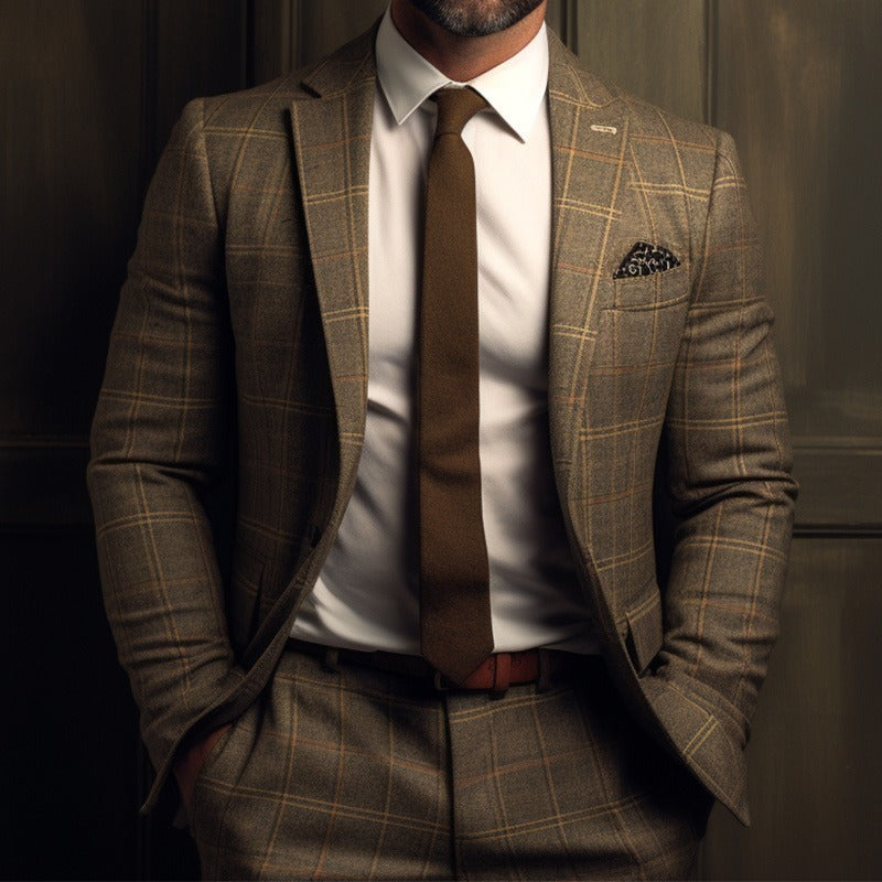 Retro Plaid Slim Fit Coat Top for Men