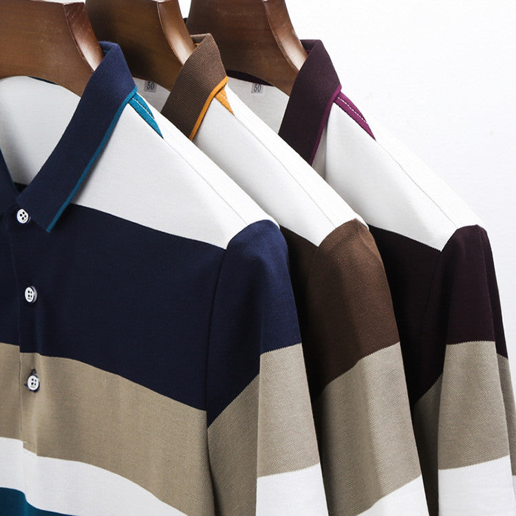 Chemise rayée à revers et manches longues pour homme