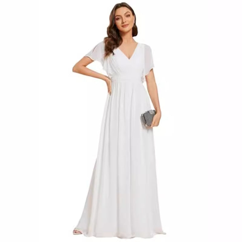 Sexy V-Neck Long Chiffon Dress for Women
