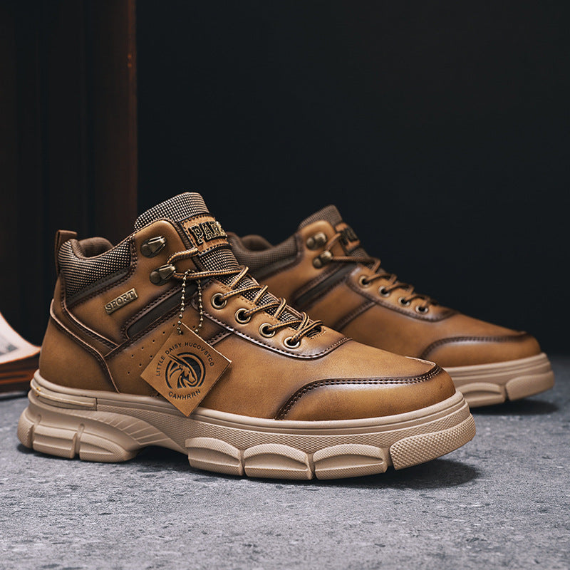 British Style Classic Outdoor Work & Motorcycle Shoes in Black, Brown, Khaki