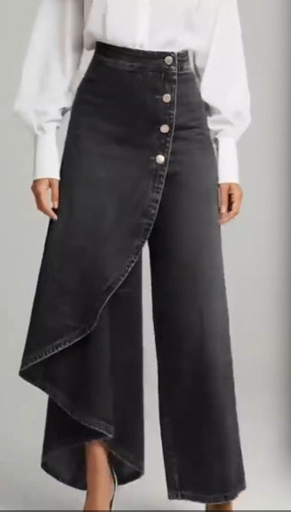 Women’s Solid Color Wide-Leg Style Printed Pants