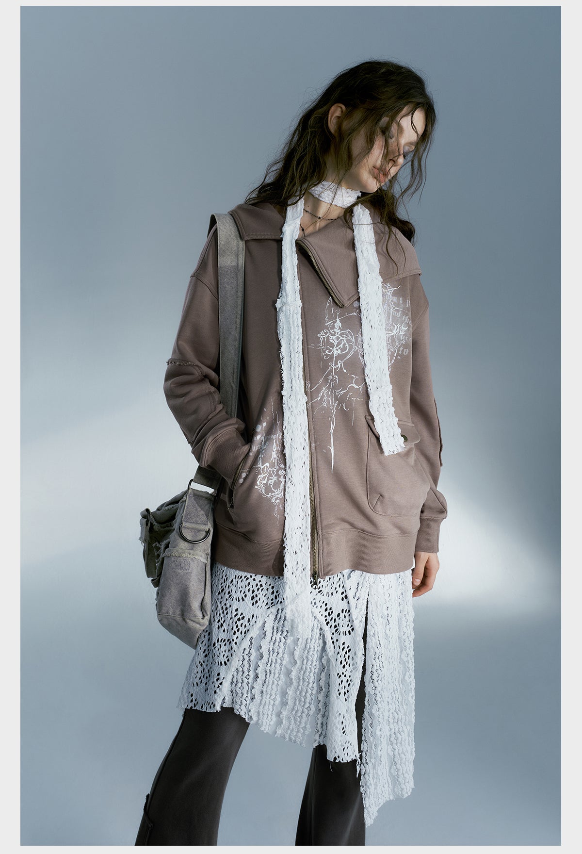 Sweat à capuche asymétrique style décontracté pour femmes