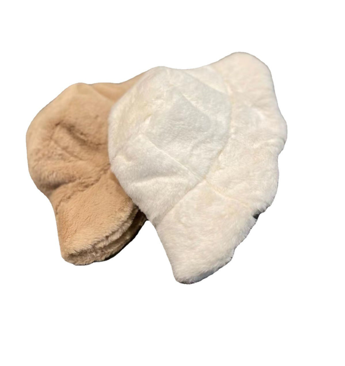 New Faux Rabbit Fur Ruffled Bucket Hat Women's