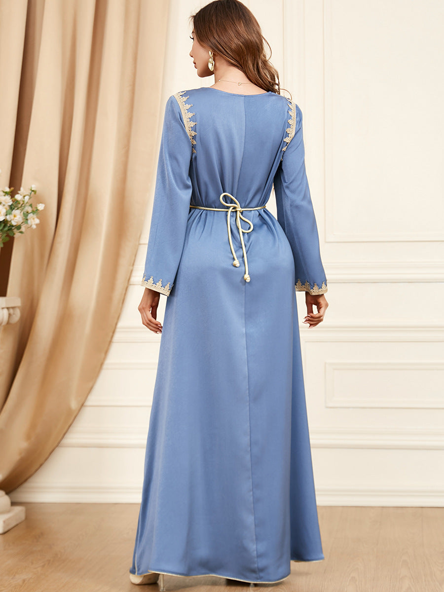 Fashion Spring And Autumn Stitching Arab Women's Clothing Dress