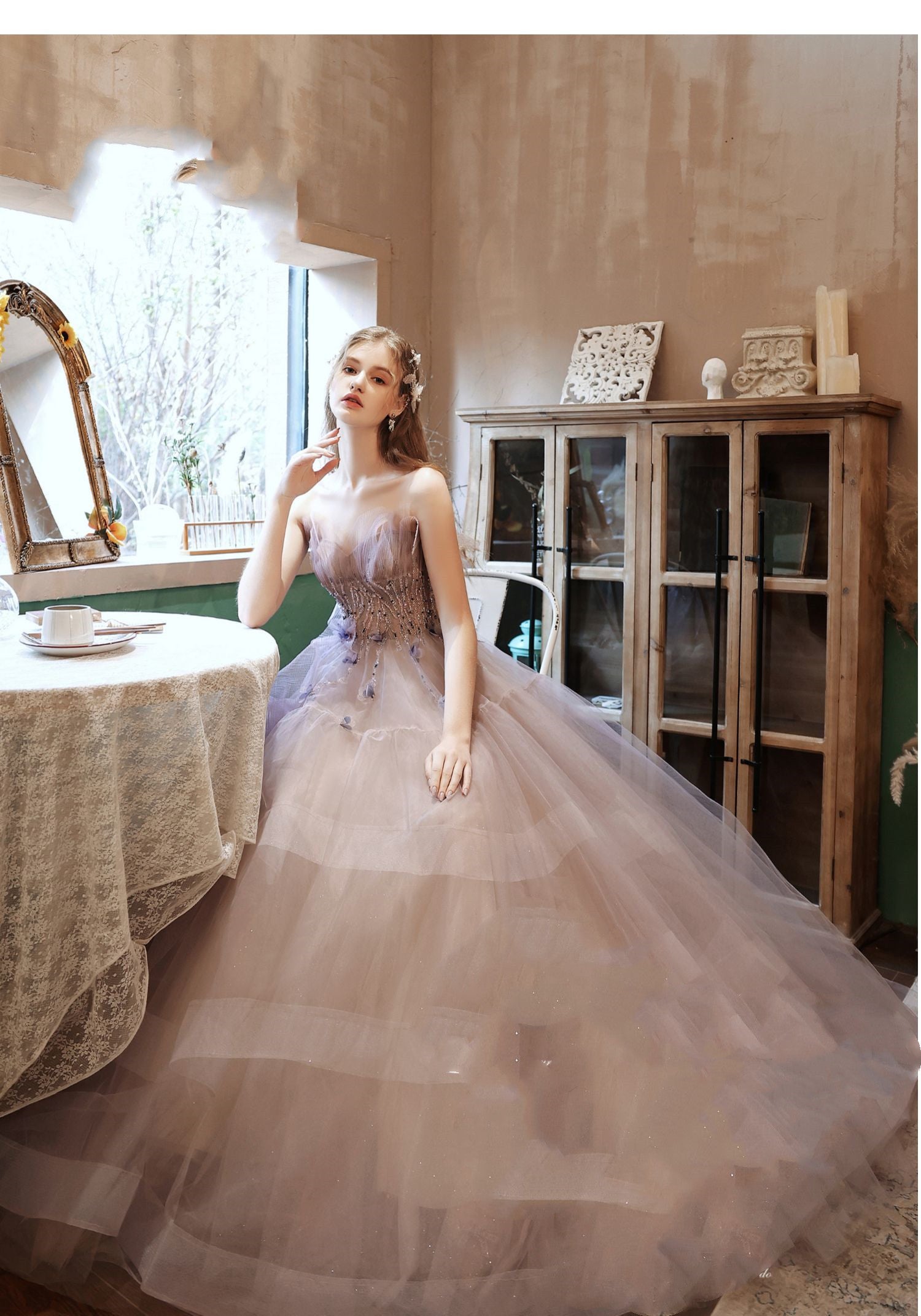 Robe de soirée à jupe trapèze, à bretelles, fleurie, pour mariée, fiançailles, mariage, style élégant