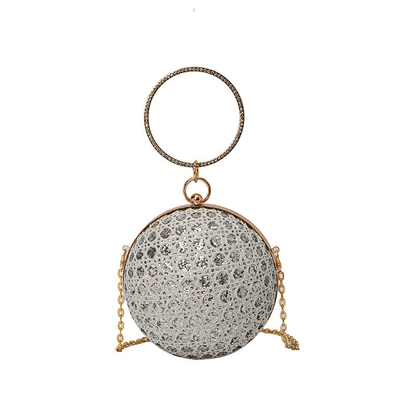 Women's Small Round Crossbody Bag with Chain Strap