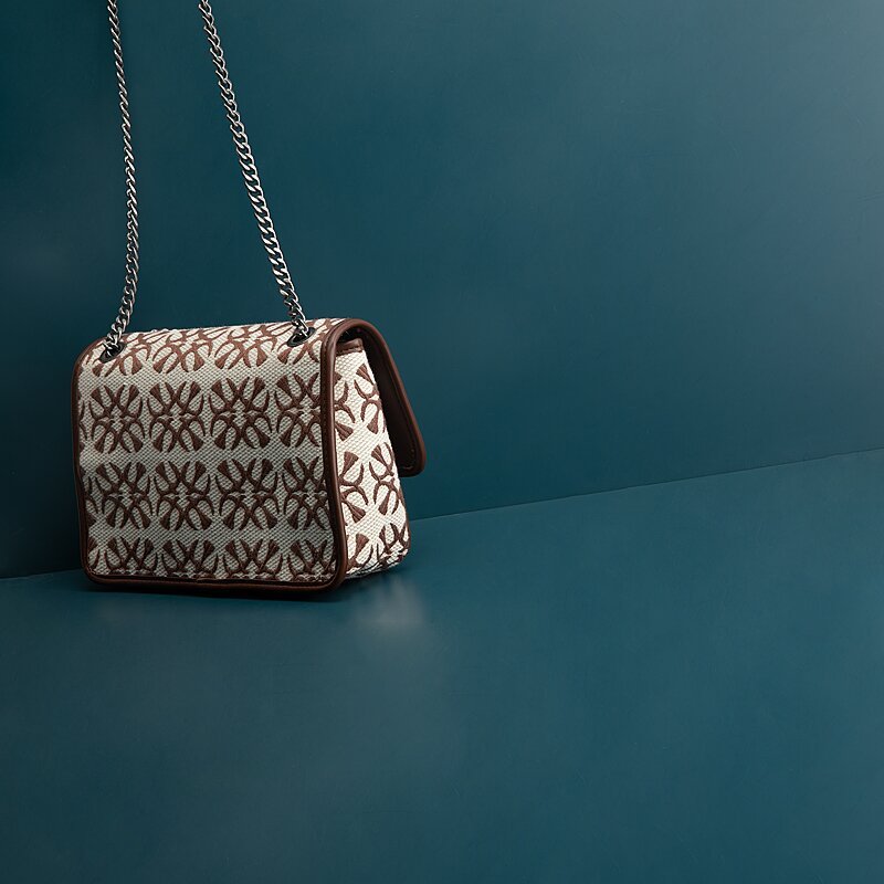 Sac bandoulière double chaîne en cuir de vachette de haute qualité 25cm