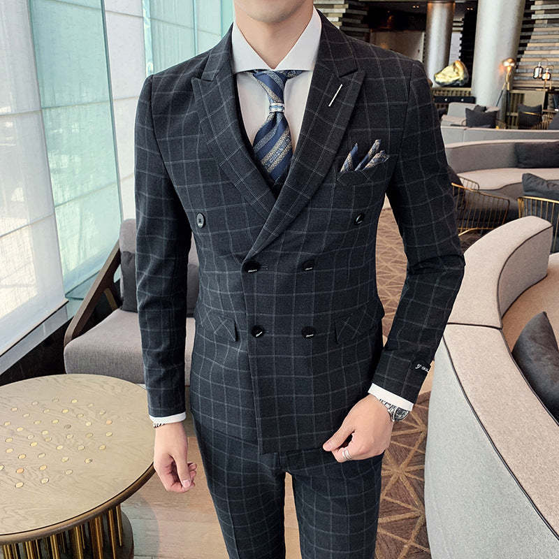 Men's Slim-Fit Casual Business Three-Piece Suit for Ceremony