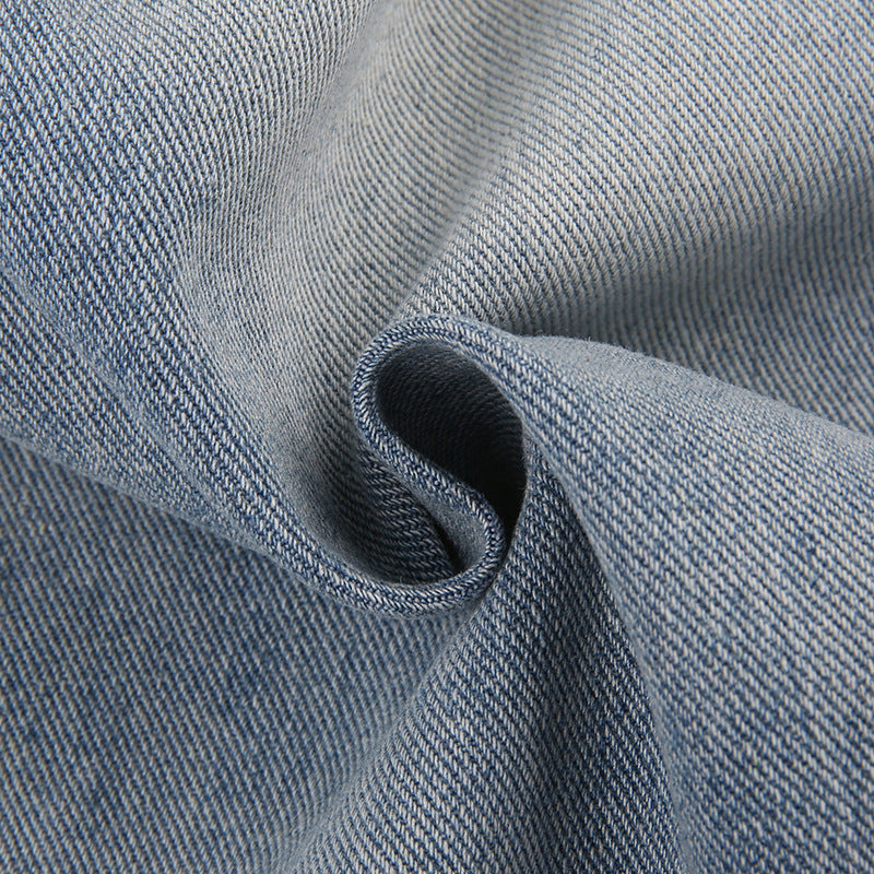 Embroidery Stitching High Waist Straight Pants Jeans