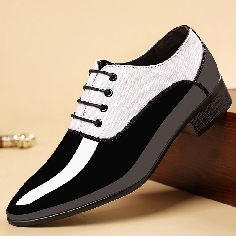 Men's Shiny Surface Soft Sole Casual Shoes White Red Black