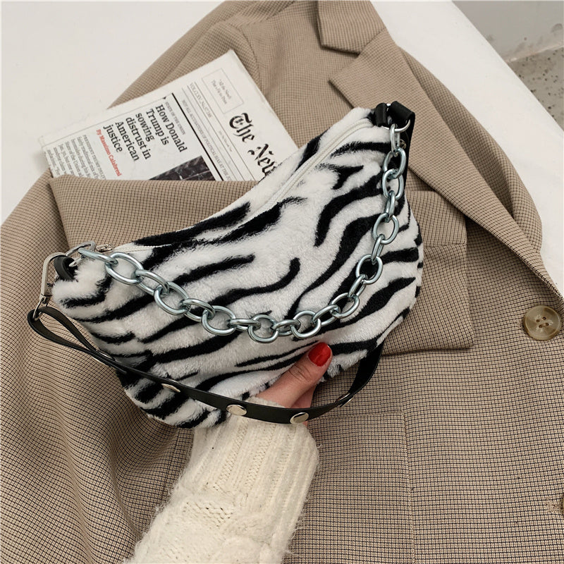 Leopard Pattern Plush Bag Personality Diagonal