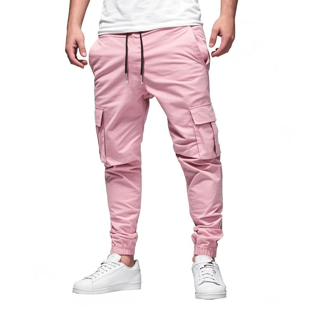 Men's Multi-Pocket Drawstring Japanese Leisure Overalls Cotton