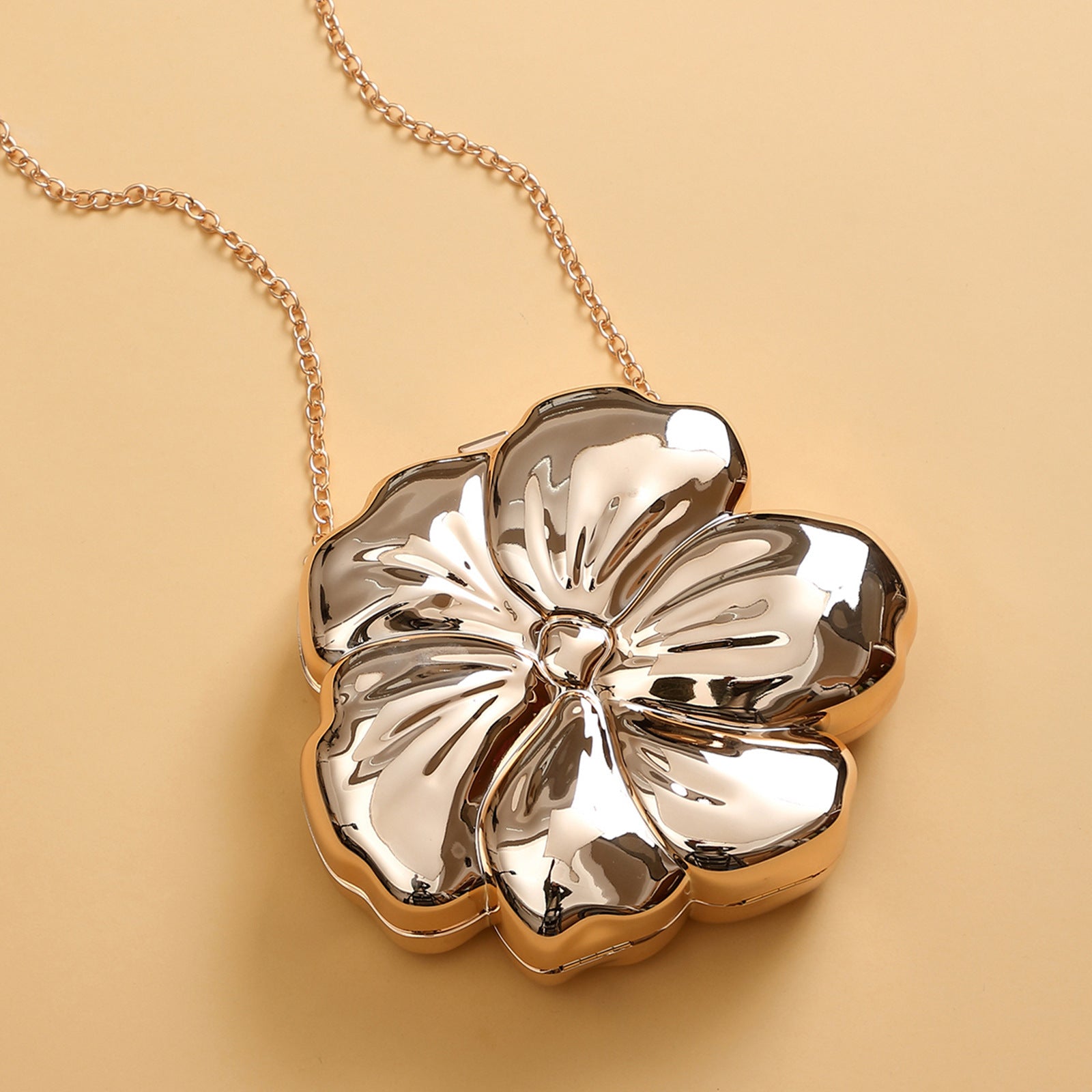 Flower Acrylic Round Hard Clutch Chain Crossbody Bag