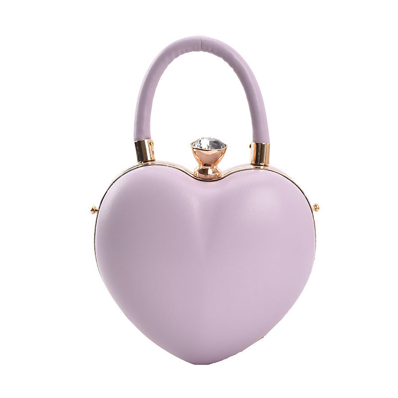 Sac à bandoulière en forme de cœur de style occidental, petit, avec chaîne, couleurs bonbon