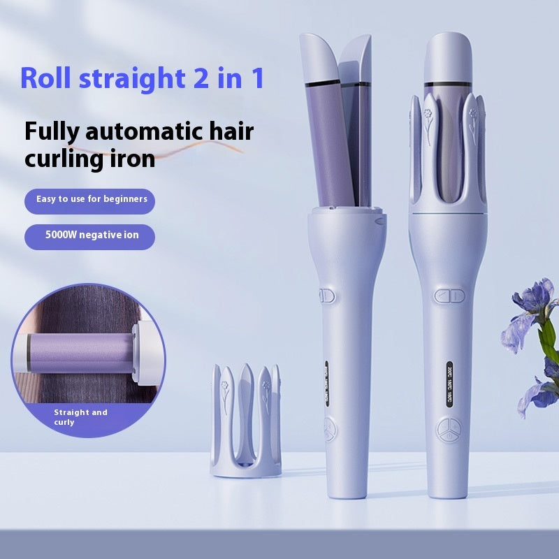 2-in-1 Automatic Hair Curler & Straightener with Negative Ion, Ceramic, Fast Heating, Rotating Magic Curler